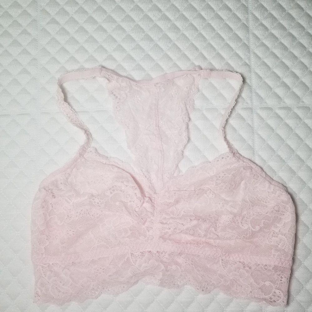 Pale Pink Lace Racerback Bralette